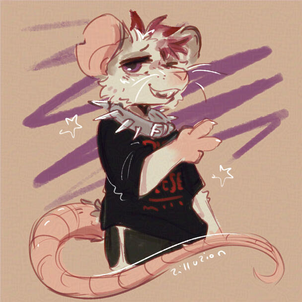 for ottermusician, sketch style + full colour