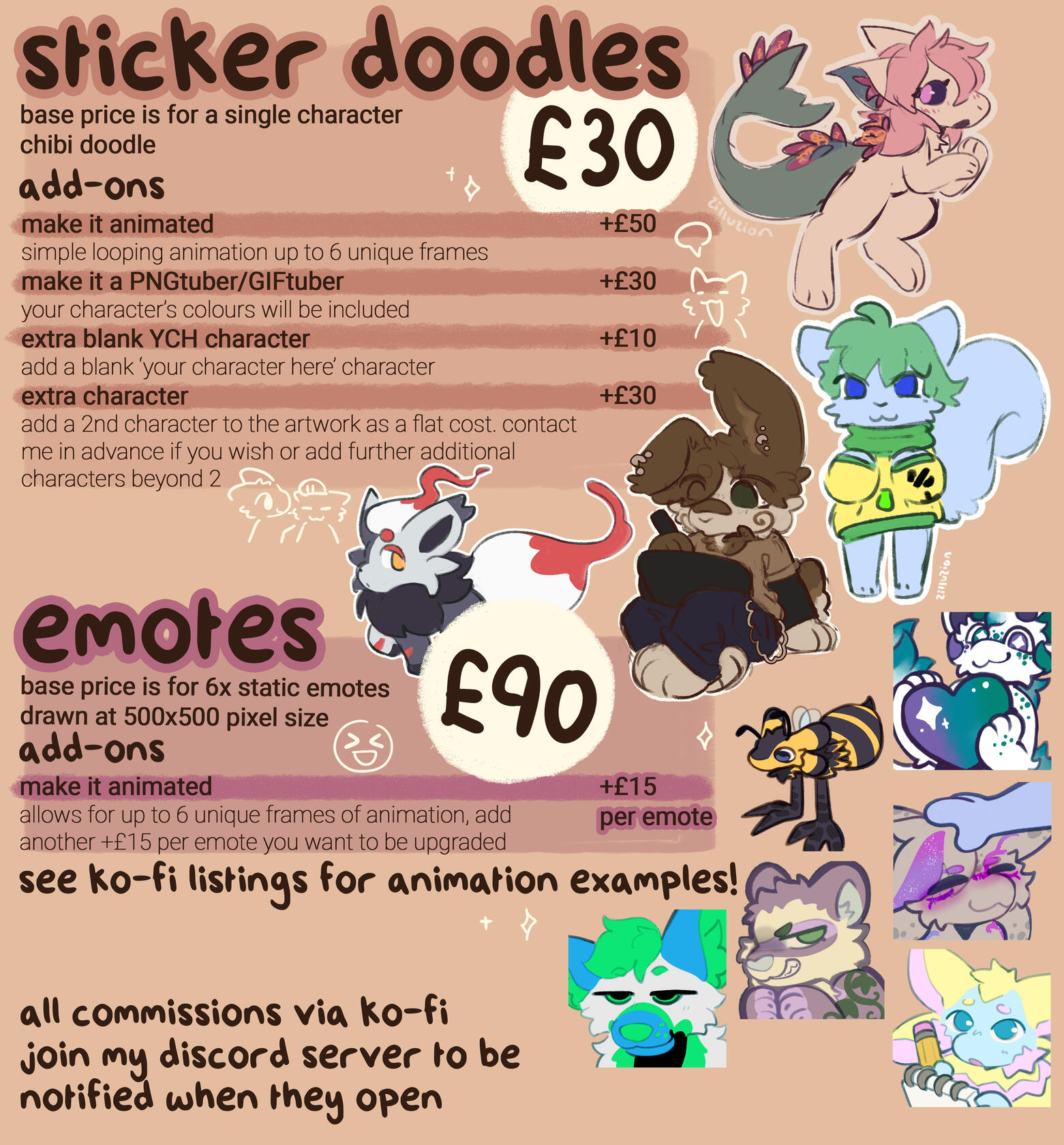 sticker doodle and emotes price sheet, click to expand.